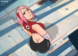 animated ass big_ass clothing female female_only from_behind green_eyes huge_ass looking_at_viewer lrslink naruto naruto:_the_last naruto_(series) pink_hair presenting presenting_ass presenting_hindquarters sakura_haruno shaking shaking_ass shaking_butt skimpy skimpy_clothes solo solo_focus standing tight_clothing twerk twerking