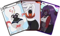 anthro armpits big_breasts breasts dani_(dewwydartz) dewwydartz eva(dewwydartz) female hisuian_zoroark huge_breasts irohcards nea(dewwydartz) nintendo pokemon pokemon_(species) thick_thighs wide_hips zoroark