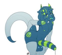 2017 anthro armwear balls big_penis clothing dax daxzor dragon dripping elbow_gloves girly gloves green_eyes huge_cock legwear male markings nipples penis precum simple_background solo striped_penis tongue tongue_out uncut vein white_background