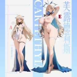 big_breasts breasts cartethyia_(wuthering_waves) condom condom_in_mouth elf elf_ears elf_female fleurdelys_(wuthering_waves) full_body fully_clothed meteorpixiv pussy school_uniform schoolgirl skirt_lift small_breasts tits_out wuthering_waves