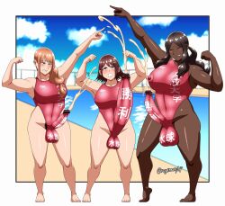 3futas balls bar_censor beach big_balls big_breasts big_penis black_hair breasts brown_hair censored clothed clothing cum dark-skinned_futanari dark_skin dickgirl ejaculation erection erection_under_clothes flexing futa_only futanari gigantic_penis hands-free handsfree_ejaculation huge_balls huge_cock human leotard light-skinned_futanari light_skin long_hair one-piece_swimsuit orgasm partially_clothed penis pool poolside posing regiman rolling_eyes standing swimming_pool swimsuit