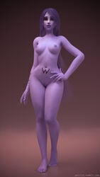 3d amiris4 areolae blender blizzard_entertainment breasts female female_only looking_at_viewer nipples nude overwatch pussy solo tumblr_username widowmaker