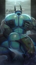 1boy bara bara_tiddies bara_tits big_balls big_chest big_pecs big_penis gay huge_balls huge_chest huge_cock huge_pecs loincloth male male_only pikkar solo solo_male squeezing_nipple sweat sweaty sweaty_body