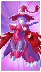 1girls 3d appmon_(species) apuri digimon digimon_universe:_appli_monsters face_tattoo female female_only solo tattoo warudamon witch witch_hat