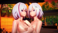 2girls 3d animated clone female_only honkai:_star_rail kissing lesbian_kiss miruno_(artist) multiple_girls no_sound selfcest tagme topaz_(honkai:_star_rail) twincest video yuri