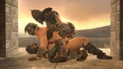 3boys 3d anal armor bara barazoku boots cowboy cowboy_double_penetration cowboy_position cowgirl_position double_anal double_penetration dovahkiin gauntlets gay gloves grabbing_pecs hands_on_pecs hands_on_thighs helmet looking_pleasured male_only male_penetrated male_penetrating male_penetrating_male outdoor_sex outdoors partially_clothed skyrim tagme the_elder_scrolls threesome video volt10000 yaoi