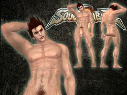 1boy 3d 3d_(artwork) ass hong_yun-seong logo male male_focus male_only michifreddy35 muscular muscular_ass muscular_male nude penis pubic_hair solo soul_calibur video_games