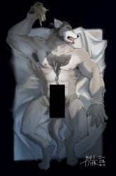 2021 abs after_transformation anthro arm_above_head armpit_hair bandage bandaged_arm bed biceps blood bodily_fluids body_hair body_size_growth canid canine censor_bar censored censored_genitalia censored_penis chest_hair claws clothing cum cum_on_chest cum_on_self drooling ejaculation facial_hair forced forced_transformation fur furniture genital_fluids grey_body grey_fur hands-free hi_res human_to_anthro izayoi_16 lying lying_on_bed male male_only mammal muscular muscular_anthro muscular_male on_back on_bed pecs quads saliva shirt sideburns signature size_transformation solo species_transformation tears tongue tongue_out topwear torn_clothing transformation tugging_clothing underwear were werecanid werecanine werewolf