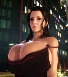 1girls 3d 3d_(artwork) alternate_ass_size alternate_body_type alternate_breast_size alternate_hairstyle bare_shoulders black_hair breasts_bigger_than_head city city_background cityscape cleavage close-up clothed clothed_female dress earrings female female_only female_solo gigantic_breasts hoop_earrings huge_ass huge_breasts kate_beckinsale long_hair looking_at_viewer ponytail selene_(underworld) side_boob sideboob small_waist solo solo_female thick_thighs thighs thin_waist top_heavy underworld vaako vampire vampire_girl voluptuous voluptuous_female wasp_waist wide_hips