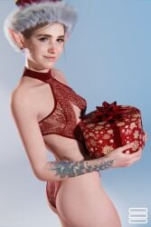 1girls 3d athletic athletic_female christmas christmas_elf elf elf_ears elf_female ellie_(the_last_of_us) ellie_williams female female_focus female_only freckles hat lingerie medium_breasts naughty_dog odd_3d panties present skimpy skimpy_clothes skinny small_breasts solo tattoo the_last_of_us