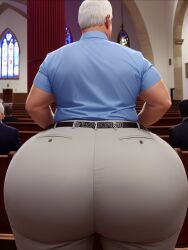 ai_generated big_ass big_butt church dilf dress_pants fkdyourdad gdilf gigantic_ass gigantic_butt huge_ass huge_butt iseeloxxx male male_only old_man older_male older_man white_hair wide_hips