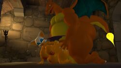 anthro big_belly bigger_male charizard doggy_style grabbing_own_breast kane_brent_koopa rouge_the_bat smaller_female tecbuttlovefa