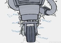 activision bodily_fluids boots clothing cum cum_on_ground digital_drawing_(artwork) digital_media_(artwork) duo excessive_cum excessive_genital_fluids fallout footwear from_behind_position genital_fluids hi_res human leaking_cum leg_cropped_sex lifted lifting_partner machine male male/male mammal microsoft rear_view robophilia robot securitron_(fallout) sex shake_lines shoes socks sound_effects standing standing_sex wheel xbluhbluhbluhx yes_man_(fallout)