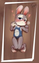 1girls 2025 absurd_res anthro anthro_female anthro_only anthro_solo bedroom_eyes blush breasts camel_toe clothing cub disney female female_cub female_only fur furry furry_female furry_only grey_body grey_fur heart_symbol hi_res judy_hopps lagomorph leporid looking_at_viewer mammal narrowed_eyes nipple_outline nyoronyan one-piece_swimsuit purple_eyes rabbit rabbit_girl seductive small_breasts smile solo solo_anthro solo_female swimwear tight_clothing url young young_anthro young_female zootopia