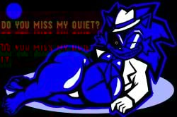 anthro big_butt blue_body blue_fur bulge bulge_through_clothing chubby chubby_anthro chubby_male creepypasta digital_media_(artwork) eulipotyphlan femboy fur gay gayguyfella gloves hat jacket jacket_open looking_at_viewer lord_x moobs necktie paws sega smile sonic.exe_(creepypasta) sonic.exe_(series) sonic_(series) sonic_the_hedgehog_(series) thick_thighs thighs underwear winking winking_at_viewer