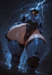 ai_generated armour bottomwear bulge bulge_through_clothing femboy halo_(game) halo_(series) helmet hi_res large_ass large_thighs leotard male male_spartan_(halo) myth1c2 penis_outline rain raining sissy small_penis spartan_(halo) thick_ass thick_hips thick_thighs tiny_penis twink wet_body wet_clothes wide_hips