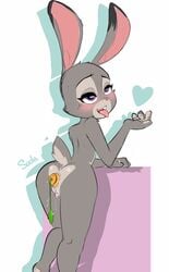 <3_eyes 2016 ahe_gao alternate_version_available anal anal_sex anthro anus ass blush carrot_dildo chronicsoda disney female fur grey_fur heart judy_hopps lagomorph looking_at_viewer looking_back looking_pleasured mammal masturbation nude open_mouth penetration pink_nose purple_eyes pussy pussy_juice rabbit rear_view sex_toy simple_background solo tongue tongue_out vibrator white_background zootopia