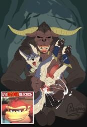 anal anal_orgasm animal_genitalia animal_penis anus ass balls bodily_fluids canid canine canine_genitalia canine_penis canyne capcom cum cum_drip cum_in_ass cum_inside cumshot donkey_kong_(character) donkey_kong_(series) dripping ejaculation feral fisk24 gaping gaping_anus genital_fluids genitals hands-free haplorhine hi_res humanoid_genitalia humanoid_hands humanoid_penis knot knotted_penis male male/male mammal meme monkey monster_hunter nintendo orgasm palamute penis primate primatius rajang smile smiling_at_viewer spread_anus spread_butt spreading
