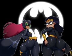 2girls alien alien_girl ass ass_focus ass_grab ass_view batsuit big_ass black_hair bodysuit bubble_butt cameltoe cape cartoon_network cartoon_network_studios clothing dat_ass dc dc_comics detective_comics diana_prince fat_ass female female_only grabbing_own_ass green_eyes hands_on_ass hands_on_own_ass huge_ass koriand'r large_ass looking_at_viewer looking_back mask oddrich princess_diana red_hair starfire starfire_(teen_titans_go!) tamaranean teen_titans_go thick_ass thick_thighs ttg warner warner_bros warner_bros._animation warner_brothers wide_hips wonder_woman wonder_woman_(teen_titans_go)