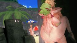 3d aether_(genshin_impact) almost_naked animated balls beach big_breasts big_penis bikini fat_ass holding horny_female koikatsu kuki_shinobu long_hair maledom mihoyo muscular_male no_sound pleasure_face sex shorter_than_30_seconds straight sweat taf4mad tagme thick_thighs vaginal_penetration vaginal_sex video