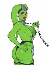alien_girl blush fishnets green_skin harem_girl harem_outfit huge_breasts leash oola sex_slave slave slave_collar slavegirl star_wars thick_lips twi'lek