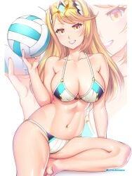 1girls adult adult_female ankles arm_support bare_arms bare_belly bare_calves bare_chest bare_hands bare_hips bare_knees bare_legs bare_midriff bare_navel bare_shoulders bare_skin bare_soles bare_thighs bare_toes barefoot belly belly_button bikini bikini_bottom bikini_only bikini_top blonde_eyebrows blonde_female blonde_hair blonde_hair_female breasts busty busty_female busty_girl calves cleavage collarbone curvaceous curvaceous_body curvaceous_female curvaceous_figure curvaceous_hips curvaceous_thighs curvy curvy_body curvy_female curvy_figure curvy_hips curvy_thighs elbows etchimune exposed_arms exposed_belly exposed_chest exposed_hips exposed_legs exposed_midriff exposed_navel exposed_shoulders exposed_skin exposed_thighs exposed_toes feet female female_focus female_only fingernails fingers full_body groin head_tilt hourglass_figure knees large_breasts lean_figure legs lips long_hair looking_at_viewer mature mature_female midriff mythra mythra_(xenoblade) narrow_waist navel shoulders simple_background sitting slender_body slender_waist slim_waist smile smiley_face smiling smiling_at_viewer solo string_bikini swimsuit swimwear thighs tilted_head toes volleyball volleyball_(ball) white_background wide_hips xenoblade_(series) yellow_eyes yellow_eyes_female
