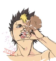 2boys erection fellatio haikyuu!! licking male_focus multiple_boys nishinoya_yuu penis tongue tongue_out yaoi