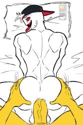 2boys anal ass backwards_baseball_cap backwards_hat balls bara baseball_cap big_balls big_penis block_tales cap fangs gay griefer_(block_tales) hair_tuft itsavibeznow male male_only ms_paint muscular muscular_male no_pupils nude penis player_(block_tales) red_sclera roblox roblox_game robloxian self_upload tongue_out white_hair white_skin yaoi yellow_skin