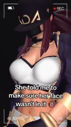 akali cellphone cellphone_camera cheating cheating_girlfriend choker clothed clothed_sex covering covering_crotch covering_face covering_self embarrassed eyes_covered free_use hat k/da_akali k/da_series looking_away looking_down mask masked masked_female phone ponytail prostitute prostitution public public_sex public_use pussy_cutout recording recording_on_phone sex sexually_suggestive shy