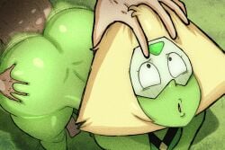 big_ass eyes_crossed eyes_rolling_back hand_on_head hand_on_hip hands_on_ass huge_ass peridot_(steven_universe) steven_universe theodyss thrusting thrusting_into_ass