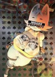 big_breasts blacked cat_ears cat_girl cate_meowdy_(fortnite) cleavage edit edited fortnite fortnite:_battle_royale furry furry_female garage high-angle_view huge_breasts jeans qos qos_clothing qos_tattoo queen_of_spades_symbol queen_of_spades_tattoo raceplay racial_slur slur sweaty