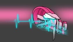 absurd_res anthro blood blue_blood bodily_fluids checkered_(artist) colored_blood covered_eyes ears_back equid equine friendship_is_magic fur gore hair hasbro hi_res hidden_eyes horse long_hair male mammal melting_mouth my_little_pony open_mouth pink_body pink_fur pink_hair pinkamena_(mlp) pinkie_pie_(mlp) pivoted_ears pony severed_body_part severed_head solo unusual_blood unusual_bodily_fluids