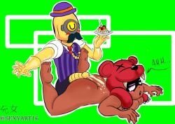 ass barley_(brawl_stars) big_ass brawl_stars breasts completely_nude_female cum cum_in_ass feet feet_up nita_(brawl_stars) open_mouth penis sexyart16