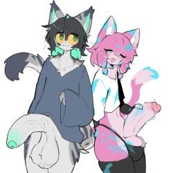 2boys anthro balls big_balls big_penis bodypaint cat_humanoid catboy feline femboy femboydom foreskin fur furry gay genitalia genitals huge_cock hung_femboy hung_trap large_penis male massive_penis penis shiyaa_stuff smile uncircumcised uncut veiny_penis yaoi