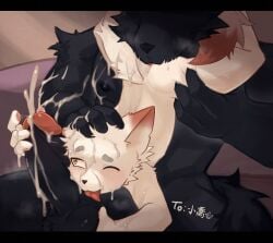 69_position ambiguous_gender anal anthro ball_fondling balls big_penis black_nose blush bodily_fluids canid canine canis claws cum cum_on_arm cum_on_face cum_on_own_arm cum_on_self dane36 dipstick_ears dipstick_tail duo ear_markings eyebrows finger_claws fondling genital_fluids genitals glans grey_eyebrows handjob head_grab hi_res humanoid_genitalia humanoid_penis licking looking_at_genitalia looking_at_penis male male/male mammal markings multicolored_ears nude one_eye_closed open_mouth oral penile penis penis_lick red_glans rimming sex sitting_69_position tail tail_markings tongue white_body wolf yellow_eyes