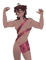 1boy 2024 blush blush brown_hair chantara color colored dead_plate digital_drawing_(artwork) digital_media_(artwork) hi_res high_resolution highres male male_only meme meme_attire mole nipples ribbon rody_(dead_plate) signature solo solo_male