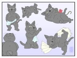 2025 absurd_res anthro balls belly border colored densuke_(space_family_carlvinson) digital_media_(artwork) domestic_cat fan_(object) felid feline felis flower foreskin fur garo_(artist) genitals grey_body grey_fur hi_res humanoid_genitalia humanoid_penis line_art looking_at_viewer male mammal multiple_angles multiple_poses nipples nude pecs penis plant pose rose_(flower) simple_background smug_face solo space_family_carlvinson tail towel towel_only uncircumcised unretracted_foreskin whiskers white_border