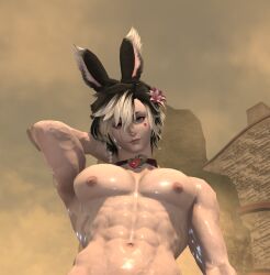 1boy abs final_fantasy final_fantasy_xiv male male_focus male_only muscular solo_male tagme twink viera
