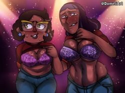 2girls bra brown_hair camila_noceda cartoon_network dark-skinned_female dark_skin disney disney_channel dometi_art exposed_bra exposed_breasts female female_focus female_only indian indian_female latina latina_female latina_milf mature milf milfs mother priyanka_maheswaran steven_universe the_owl_house
