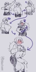 1boy 1girls 2024 ballbies balls blush breasts chesticles clothed clothing erection female femboy ftm_transformation fully_clothed huge_balls huge_cock human hung_femboy hung_trap long_hair male monochrome mostly_clothed nighterrandt oversized_balls penis precum sketch standing surprised sweater torn_clothes transformation wardrobe_malfunction wide_hips