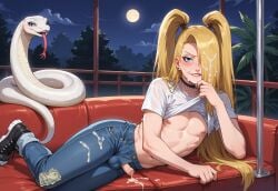ai_generated balls belly big_butt blonde_hair boots boy cock cum deidara femboy girly goth hard_on huge_ass human human_male kuk light-skinned_femboy light-skinned_male light_skin long_hair looking_at_viewer male male_focus male_only naruto naruto_shippuden nipples penis presenting prostitution scarf sitting small_penis smile tattoo thick_thighs thighs white_body yaoi