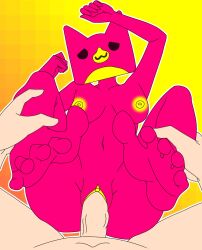 1boy 1girls cat cat_ears cat_girl cat_humanoid cat_icon catgirl cube_98_(geometry_dash) cube_humanoid cwimzy feet female female_focus fur geometry_dash male naked naked_female penis pink_fur redraw sex traced