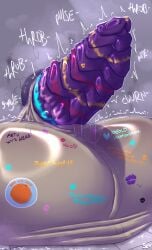 anthro balls balls_worship bodily_fluids body_worship body_writing deks genital_worship genitals glory_hole hi_res hyper kiss_mark kiss_mark_on_balls kiss_mark_on_penis kobold lewdcoalpuff male penis saliva saliva_string scalie solo sound_effects writing_on_genitals