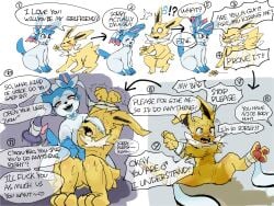 4:3 accidentally_gay begging begging_for_mercy blush bodily_fluids bondage bound claws cross-popping_vein crying dialogue digital_media_(artwork) dildo dirty_talk duo ears_down eeveelution english_text explicitly_stated_nonconsent flower forced fur generation_1_pokemon generation_6_pokemon hi_res humiliation imminent_rape imminent_sex intimidation jolteon male male/male male_jolteon male_sylveon netchy_boo nintendo open_mouth pivoted_ears plant pokemon pokemon_(species) pokemon_only scared sex_toy shiny_pokemon simple_background smile struggling surprise surprised_expression sylveon tears text yellow_flower