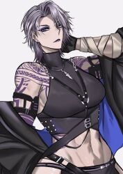 mojoho path_to_nowhere zoya_(path_to_nowhere) female female_only female_focus short_hair tattoo tattoos muscular muscular_female athletic athletic_female muscular_biceps abs hips thick_hips wide_hips clothes clothed clothing jacket revealing revealing_clothes breasts boobs tits big_breasts big_boobs big_tits jacket_down gloves straps curvaceous curvaceous_body curvaceous_female curvaceous_figure curvaceous_hips curvy curvy_body curvy_female curvy_figure