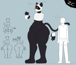 absurd_res ambiguous_gender anthro anus armless ass big_butt duo felid feline floating_hands hi_res human larger_male machine male mammal model_sheet no_genitals puffy_anus reference_image robot robot_anthro size_difference tall thick_thighs visor zerocloak
