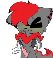 about_to_vomit anthro bandage bandaged_arm bodily_fluids canid canine canis ear_piercing emetophilia genital_fluids genitals gloomdog ill kerchief kerchief_only knot knotted_penis leaking_precum male mammal mastectomy_scar nausea penis piercing precum scar solo sound_effects v3sterp0nk vomit wolf
