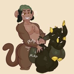 1:1 2025 ahe_gao anthro ass big_butt bodily_fluids bovid breasts breath butt_grab caprine colored digital_drawing_(artwork) digital_media_(artwork) dreadlocks duo english_text female female_penetrated flying_sweatdrops from_behind_position fur goat grabbing_from_behind hair hand_on_butt haplorhine hi_res honeypop horn huge_butt long_tail looking_pleasured male male/female male_penetrating male_penetrating_female mammal monkey nipples nude one_eye_closed onomatopoeia open_mouth panting penetration plap plap_(sound) primate ridge_(artist) sex shaded short_stack simple_background smile smug_face smug_grin sound_effects sweat sweatdrop tail tail_grab text thick_thighs tongue trans_(lore) trans_woman_(lore) yellow_tongue