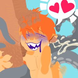 1:1 animal_humanoid balls blush bodily_fluids cephalopod cephalopod_humanoid doctor_octagonapus drooling duo ear_penetration ejaculation fan_character genitals heart_eyes heart_symbol hi_res human human_on_humanoid humanoid interspecies male male/male mammal marine marine_humanoid mollusk mollusk_humanoid nub_tail octopus_humanoid one_eye_closed orange_body orange_hair penetration pointy_ears retracted_balls saliva sharp_teeth skull_flossing smile suckers supersponger tail tail_motion tailwag teeth tentacle the_lazer_collection