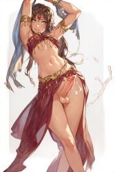 ai_generated arabian arabian_clothes armpits belly_dancer dancer dancer_outfit ejaculation futa_only futanari intersex jewelry lazza95 solo